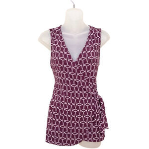 41 HAWTHORN Stitch Fix Dark Purple Valerie Wrap Top Sleeveless Women's Small